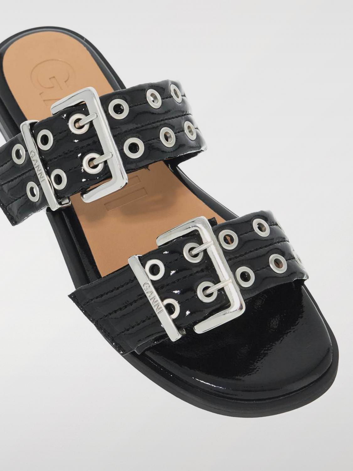Double Buckle Patent Leather Slides