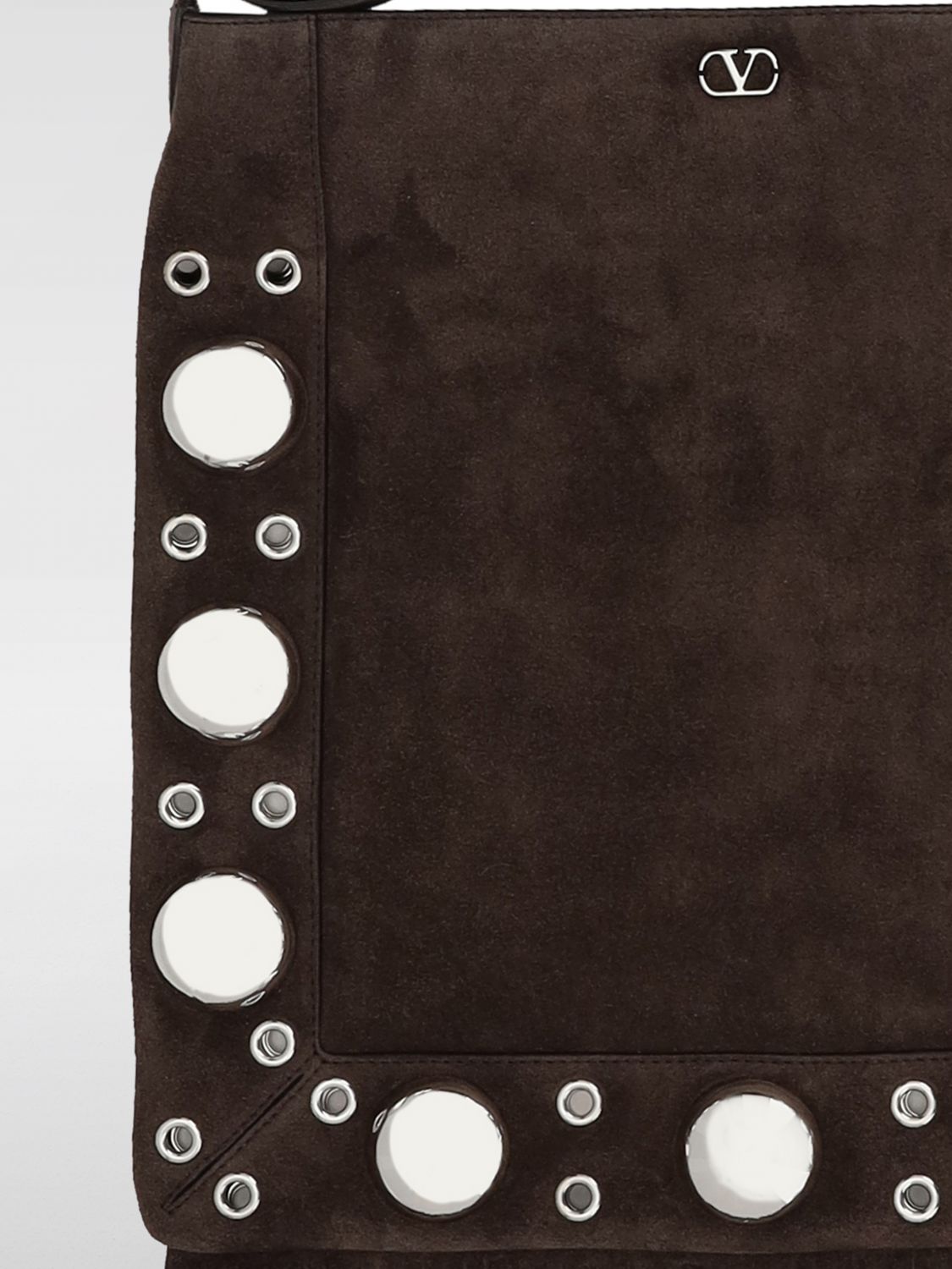 Suede Fringe Shoulder Bag with Studs