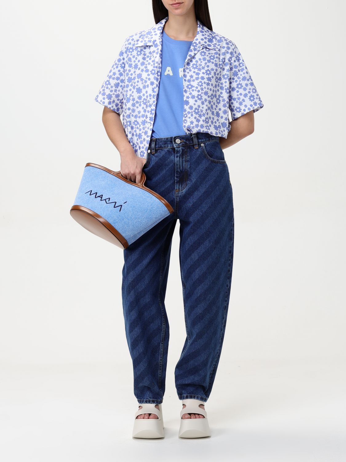 Denim Tote Bucket Bag