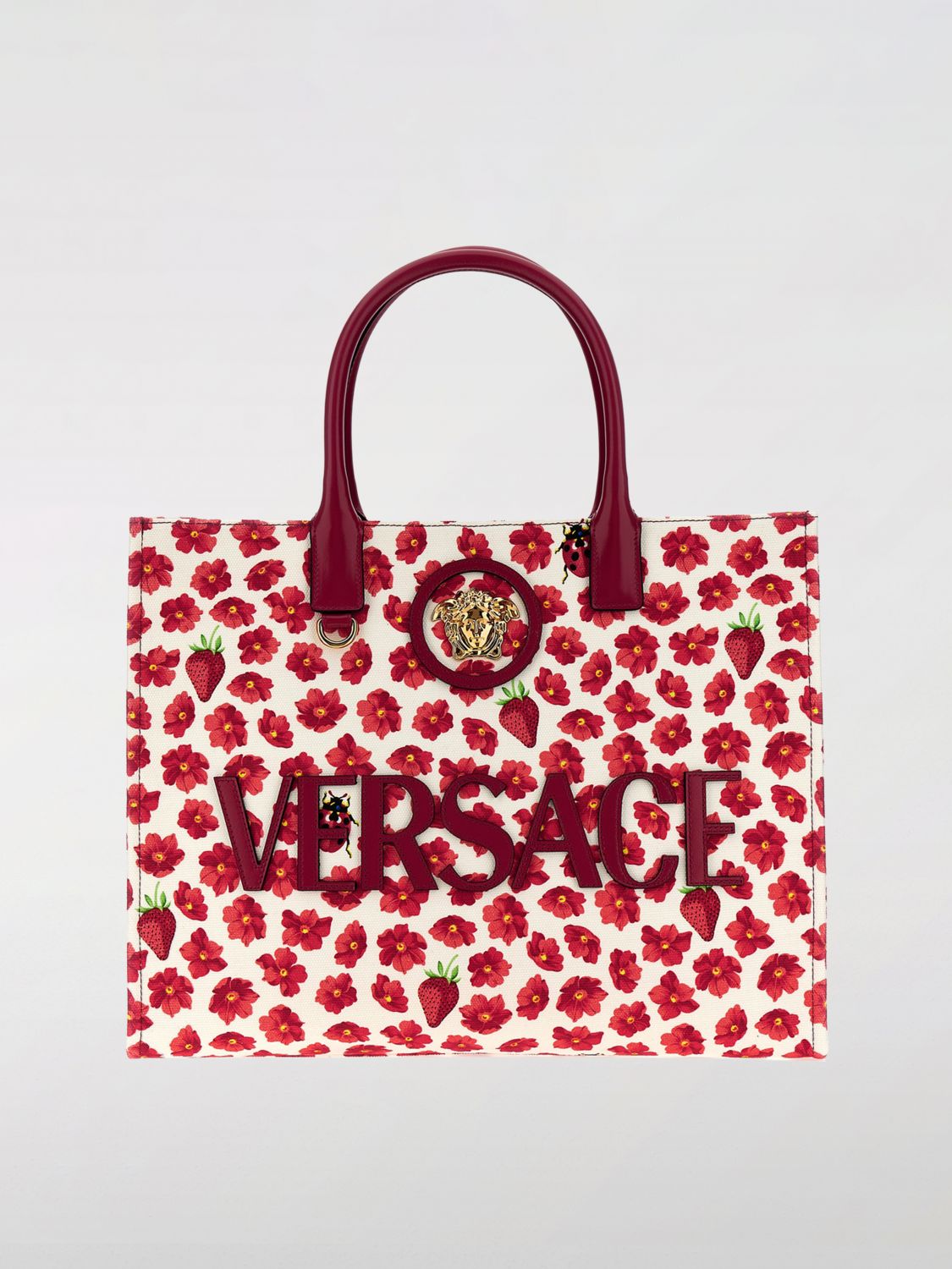 Floral Strawberry Tote Bag
