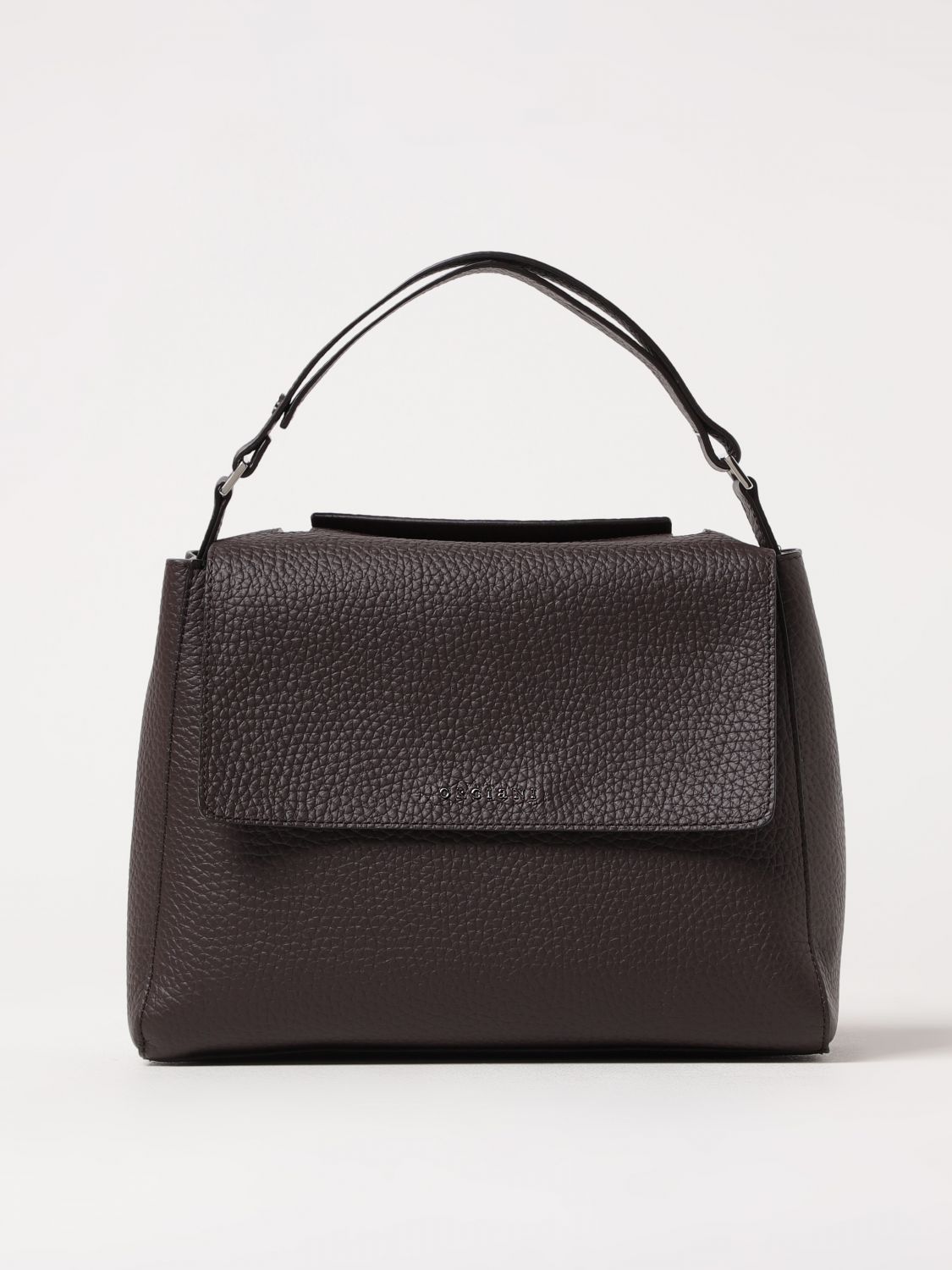 Pebbled Leather Top Handle Handbag