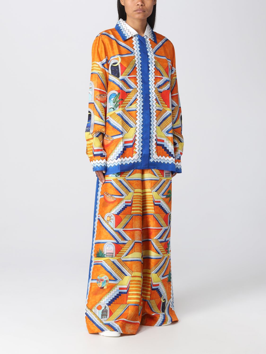 Stairs Print Wide Leg Pants