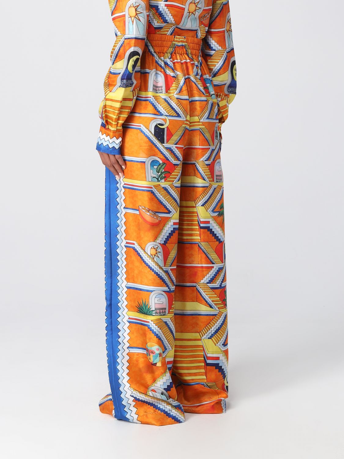 Stairs Print Wide Leg Pants