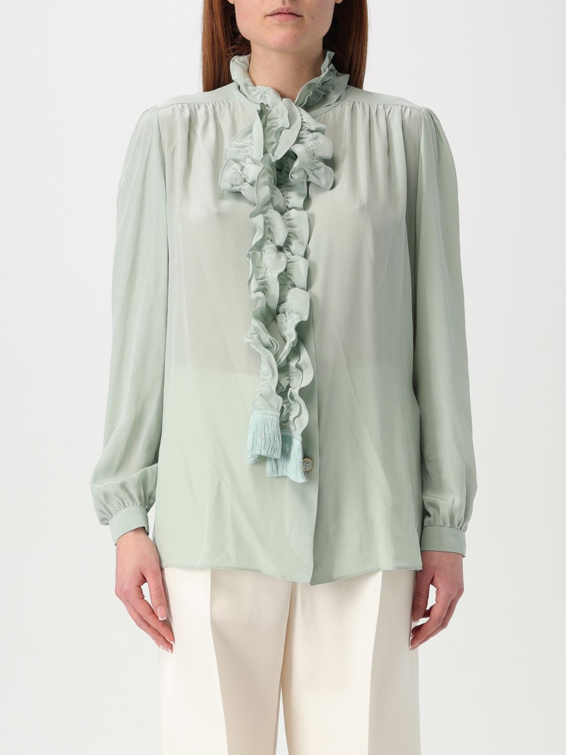 Silk Blouse Ruffle Detail Tassels