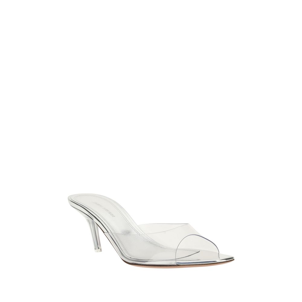 Alexa Slip-On Sandals with Transparent PVC Band and Slanted Heel Design