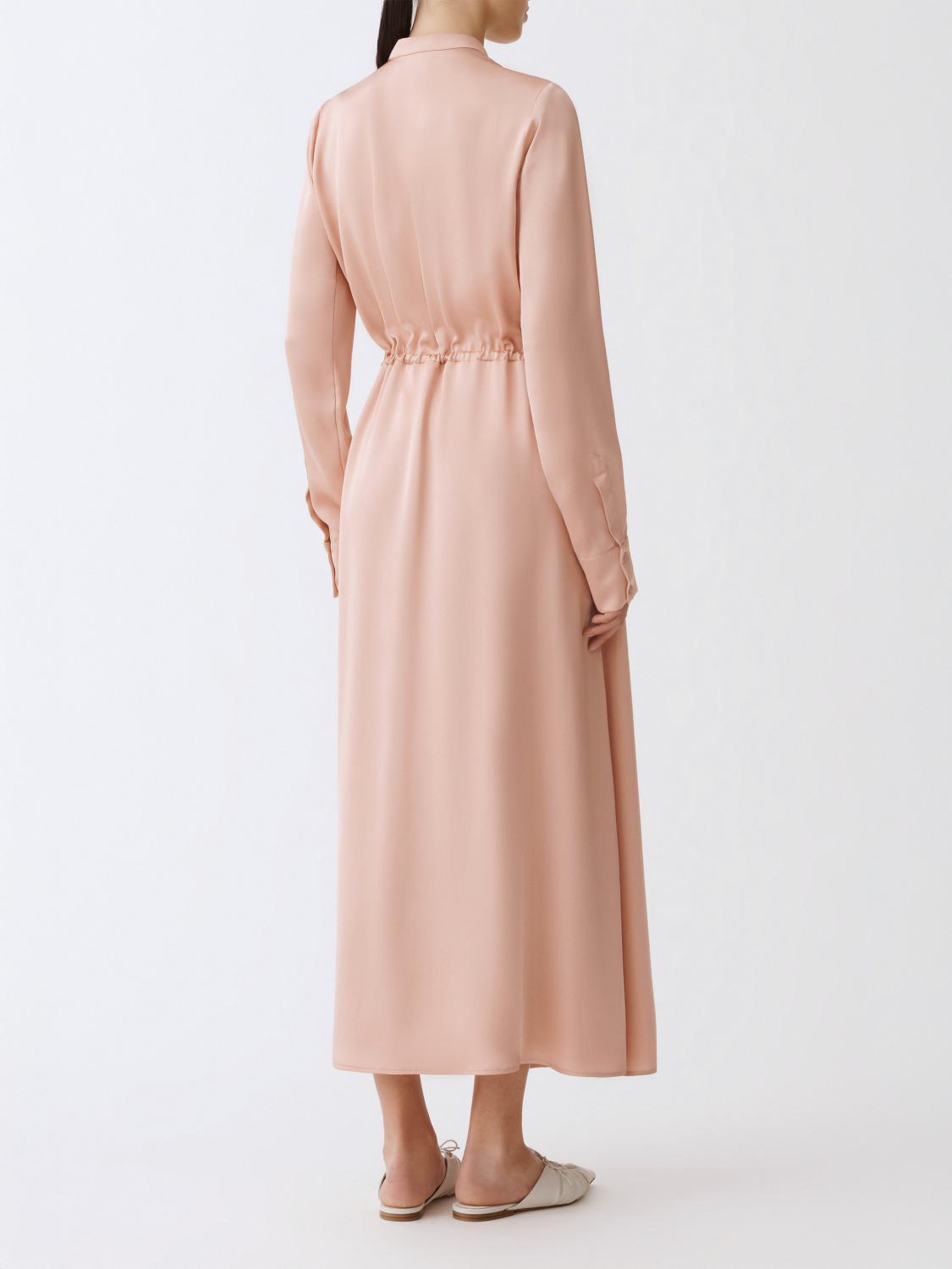 Silk Midi Dress with Mandarin Collar