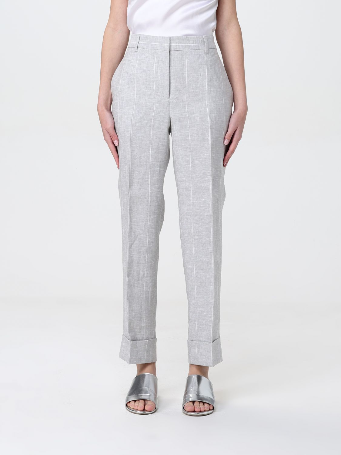 Straight Leg Linen Blend Pants