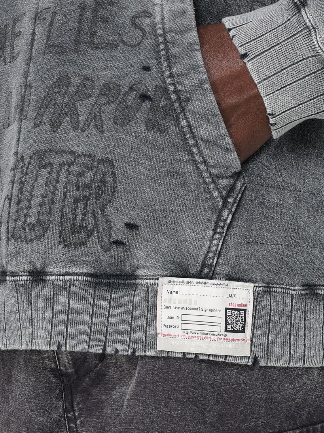 Cat Print Distressed Hoodie