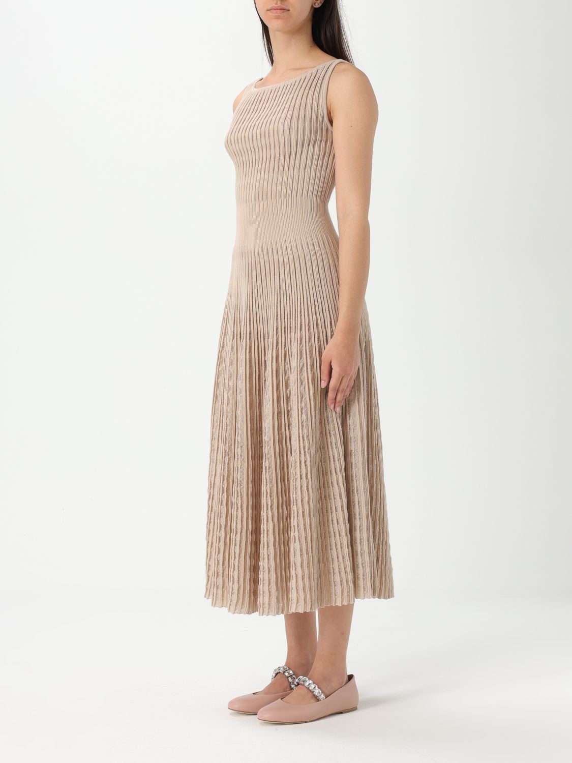 Elegant Knit Dress with Flared Hem