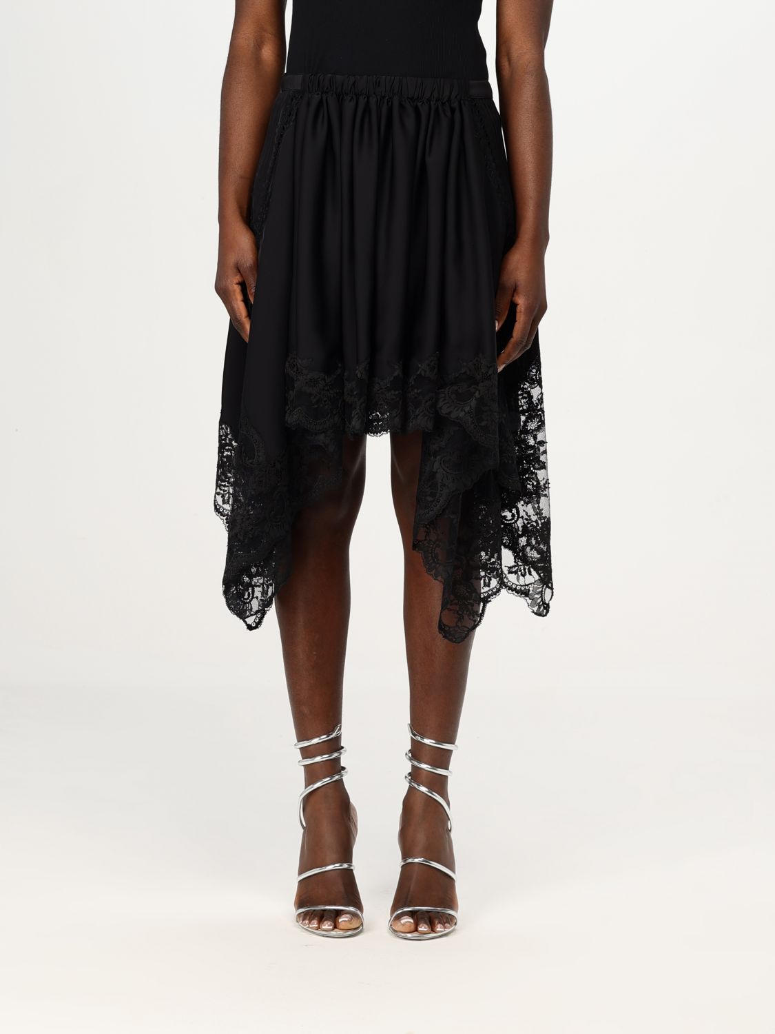 Asymmetrical Lace Overlay Skirt