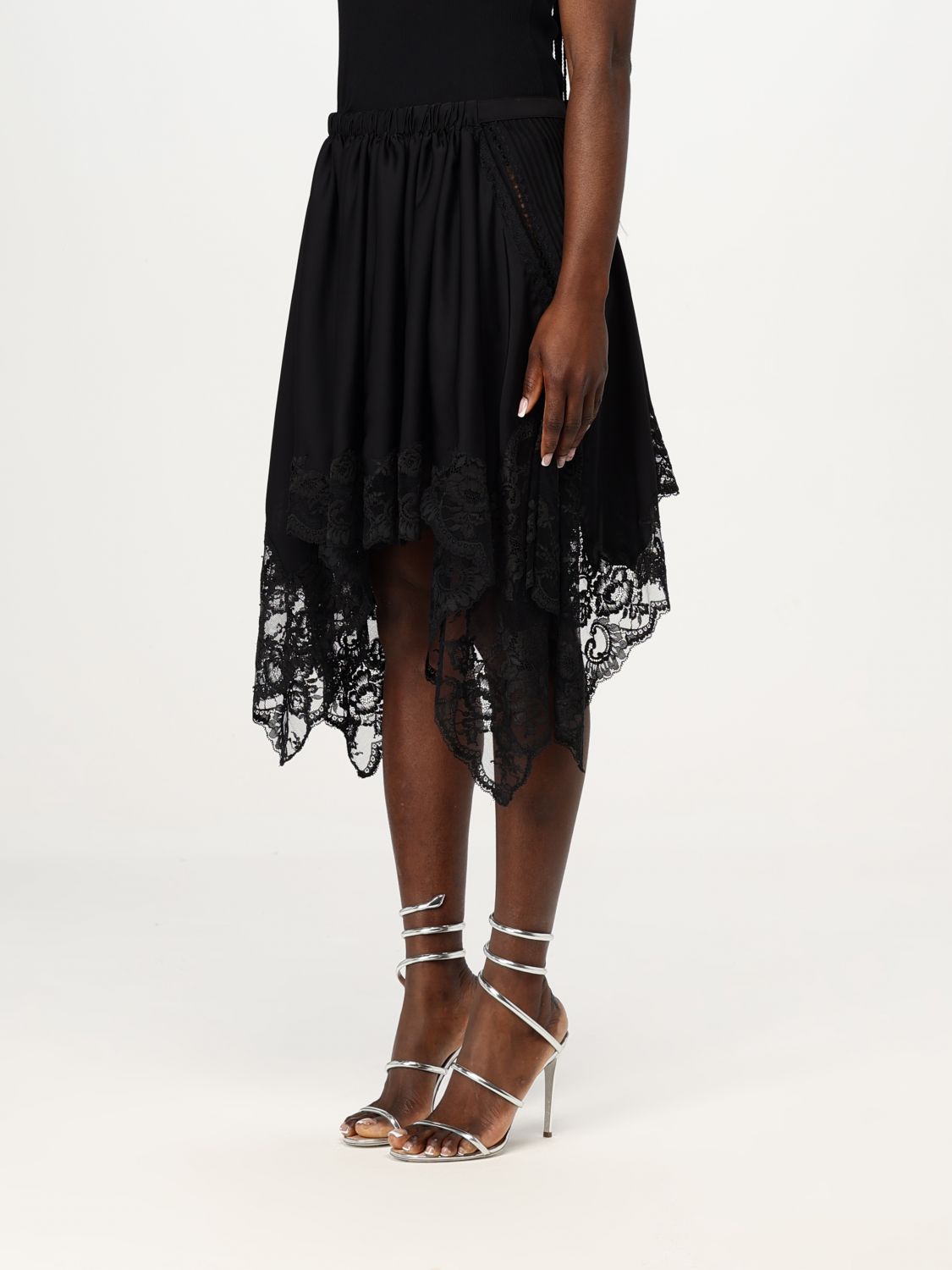 Asymmetrical Lace Overlay Skirt