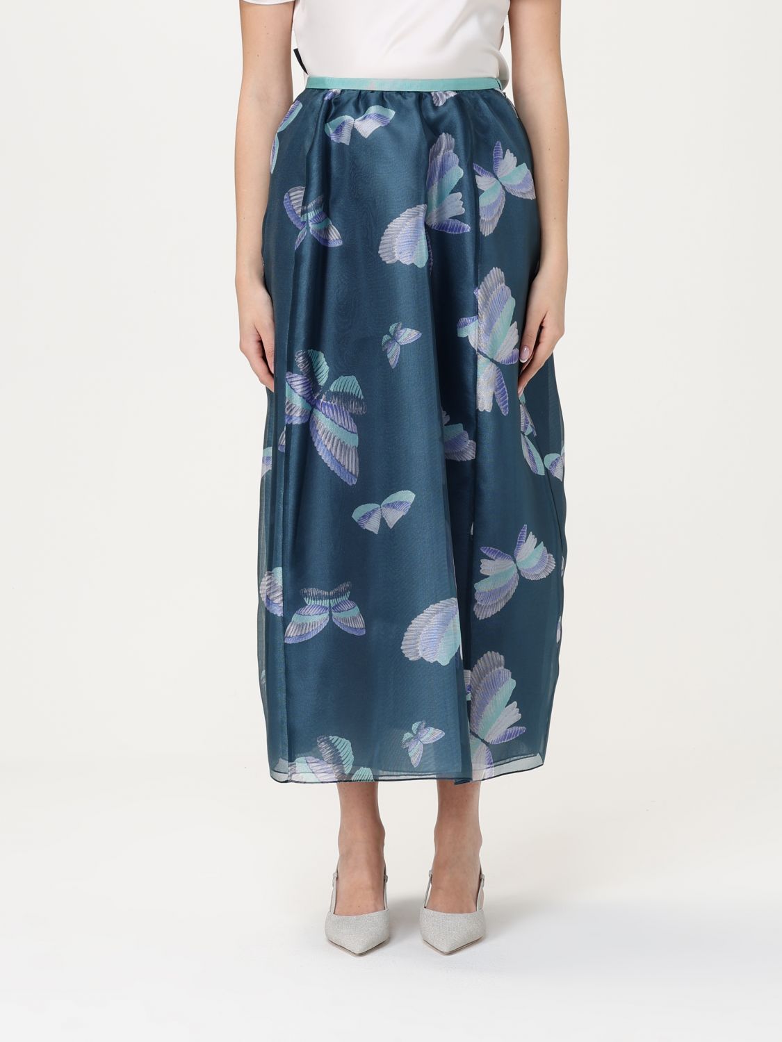 Butterfly Print Midi Skirt