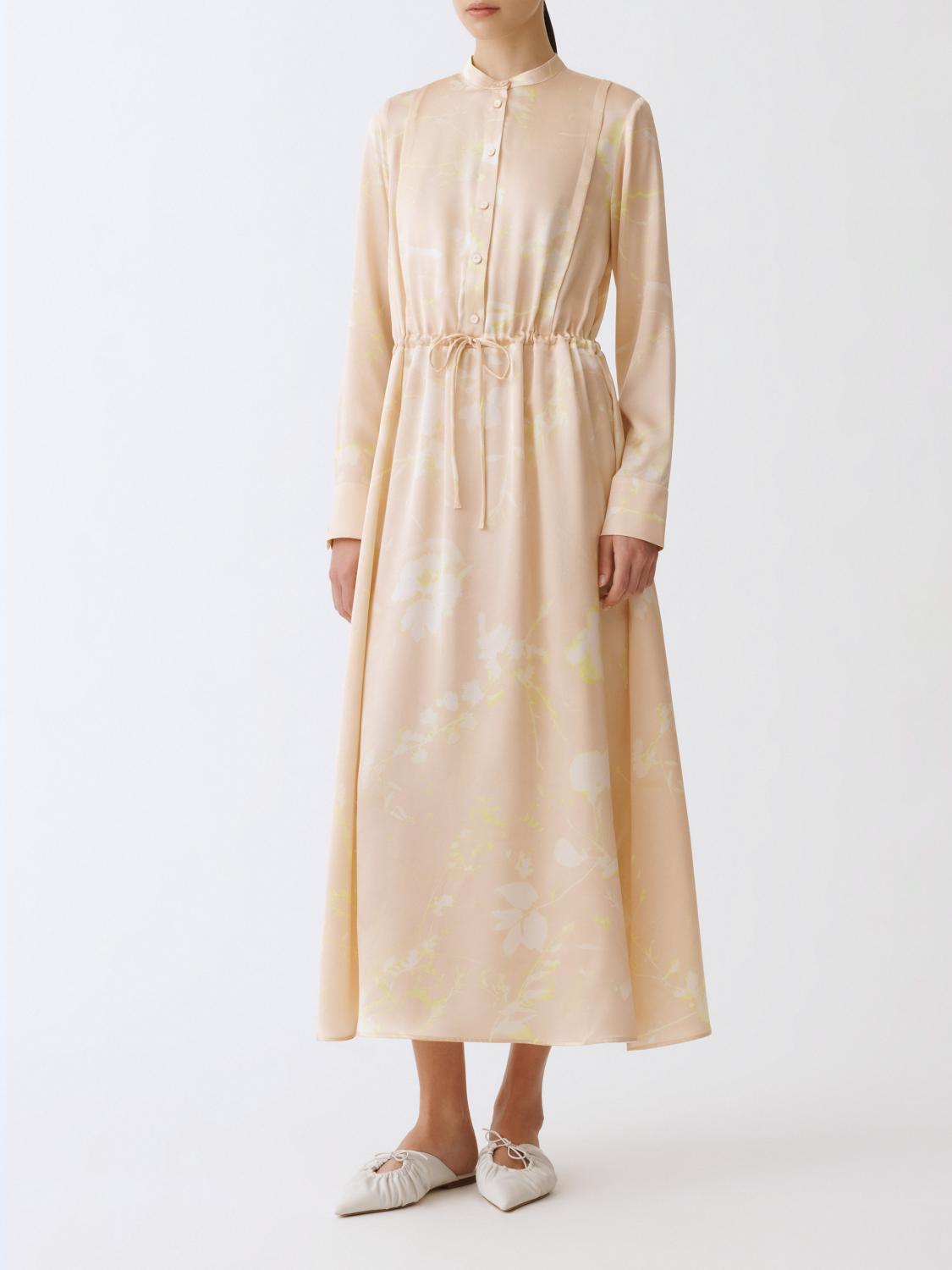 Floral Print Midi Dress with Drawstring Waist