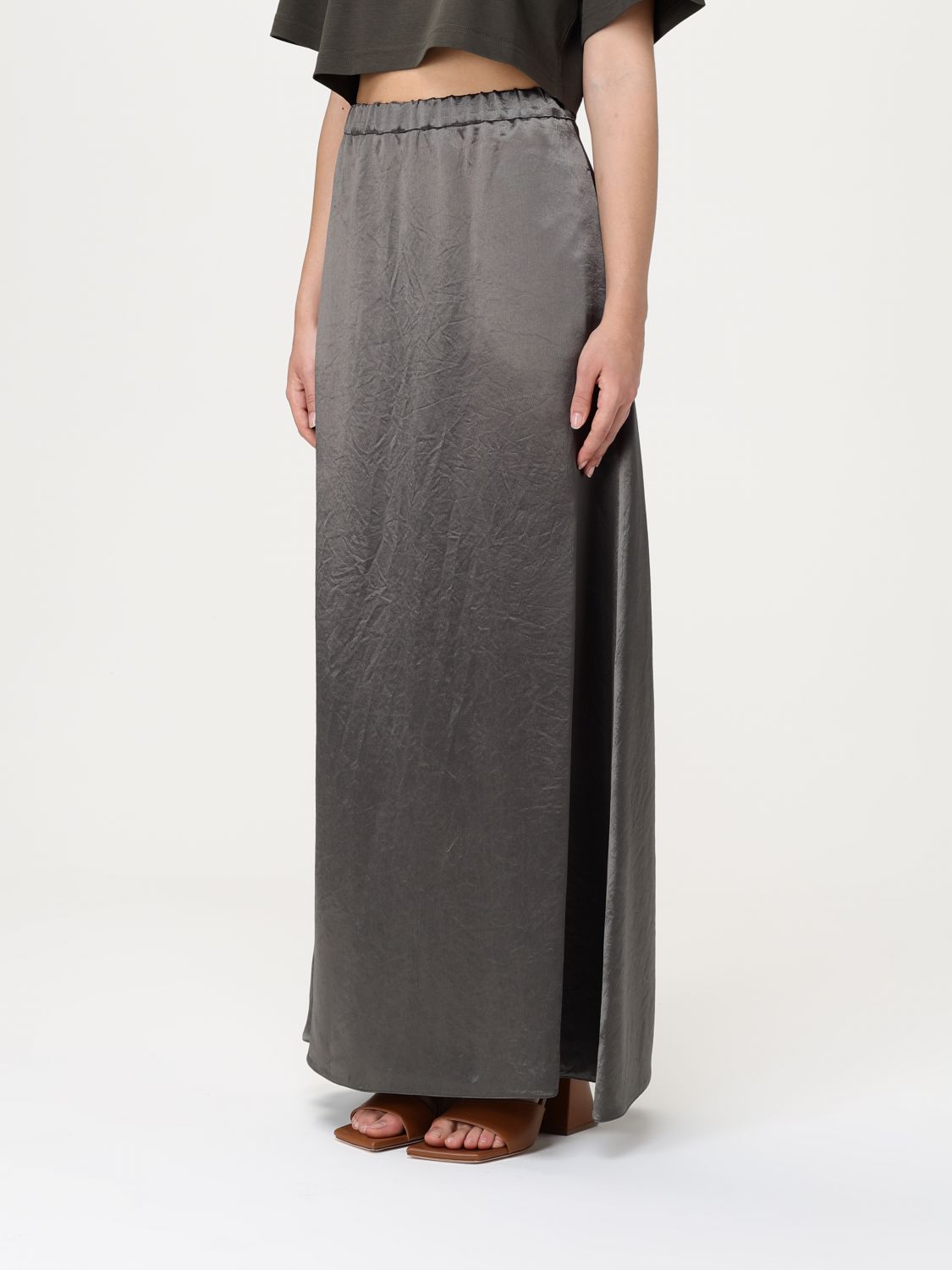 Crinkled Satin Maxi Skirt