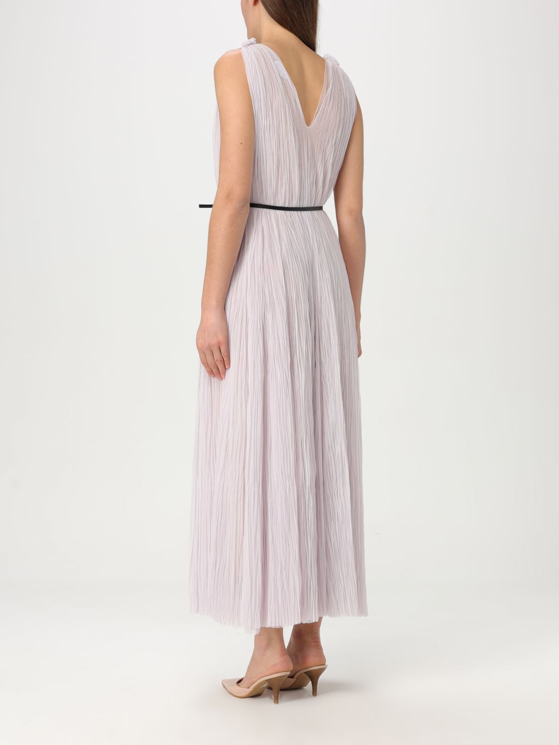 Pleated Midi Dress VNeck Sleeveless