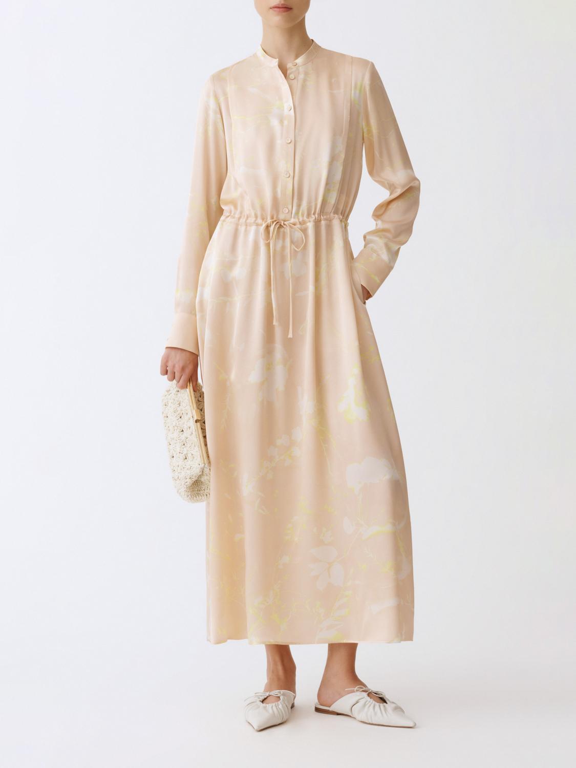 Floral Print Midi Dress with Drawstring Waist