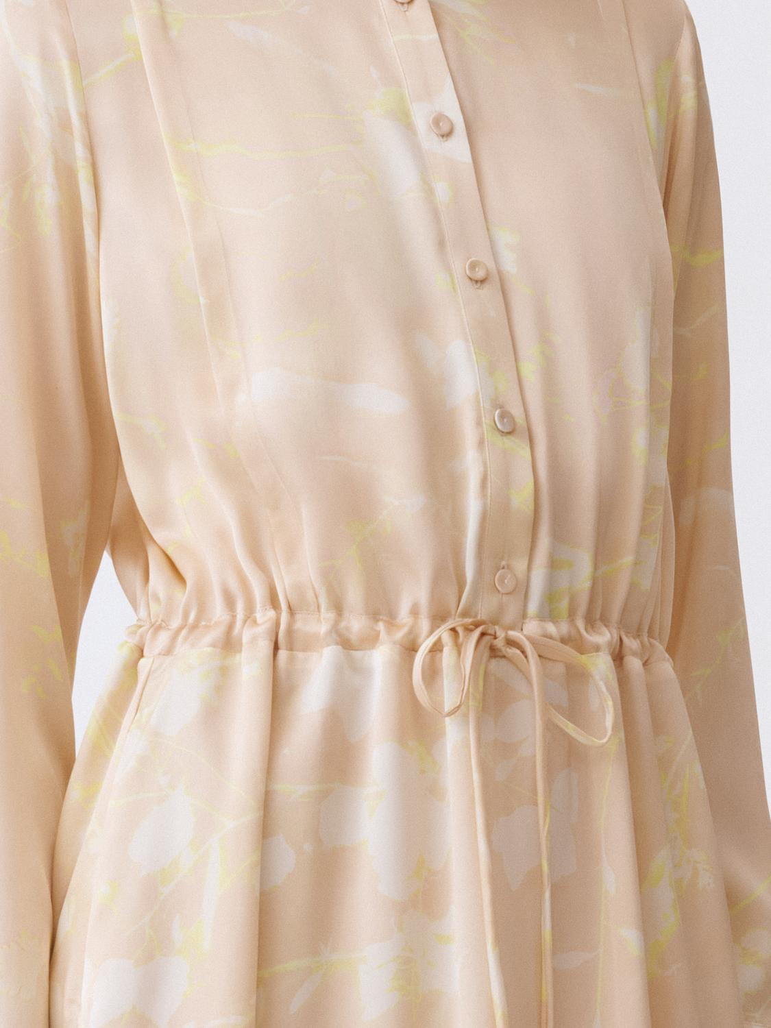 Floral Print Midi Dress with Drawstring Waist