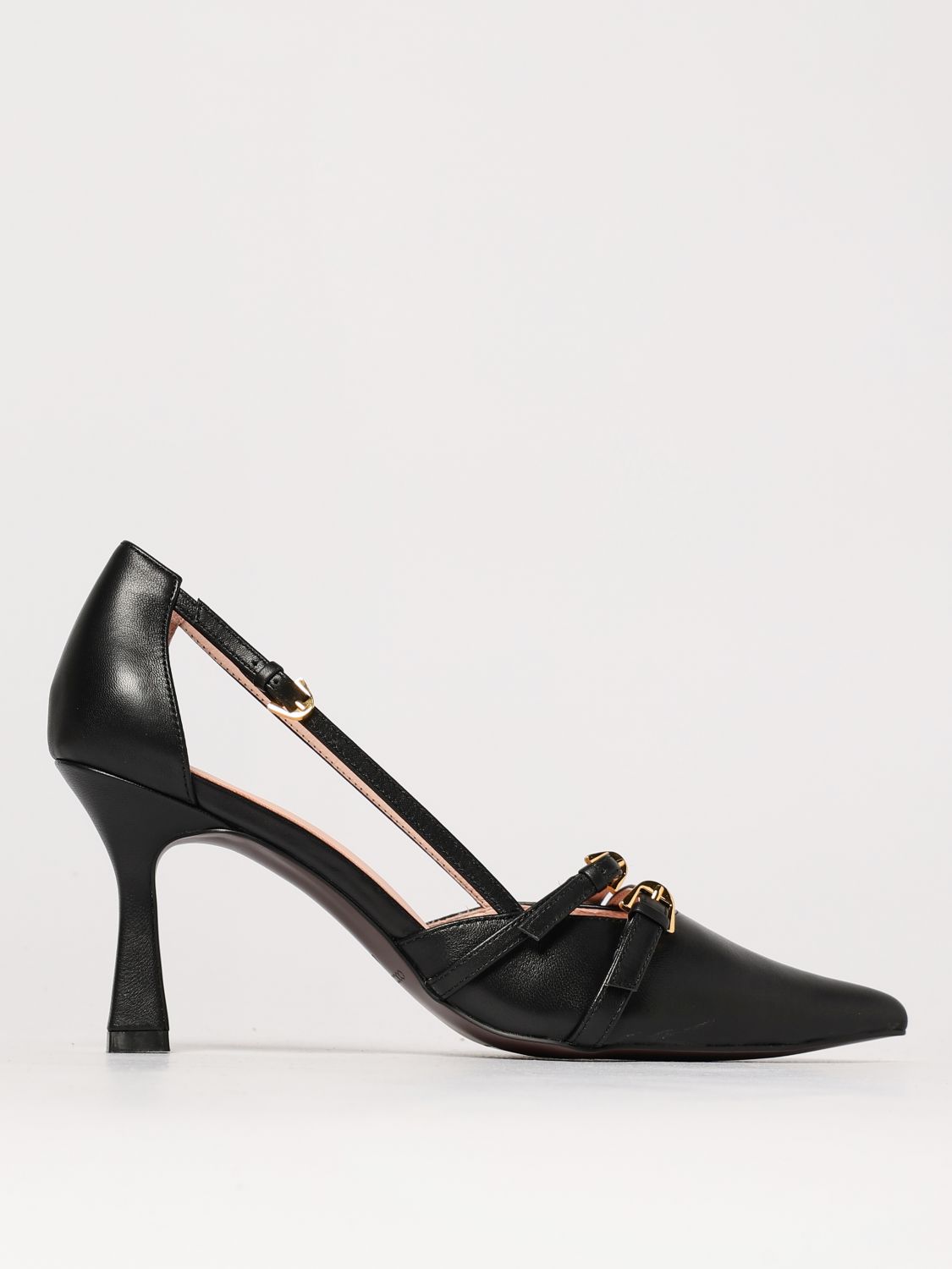 Leather Heels with Buckle Detail