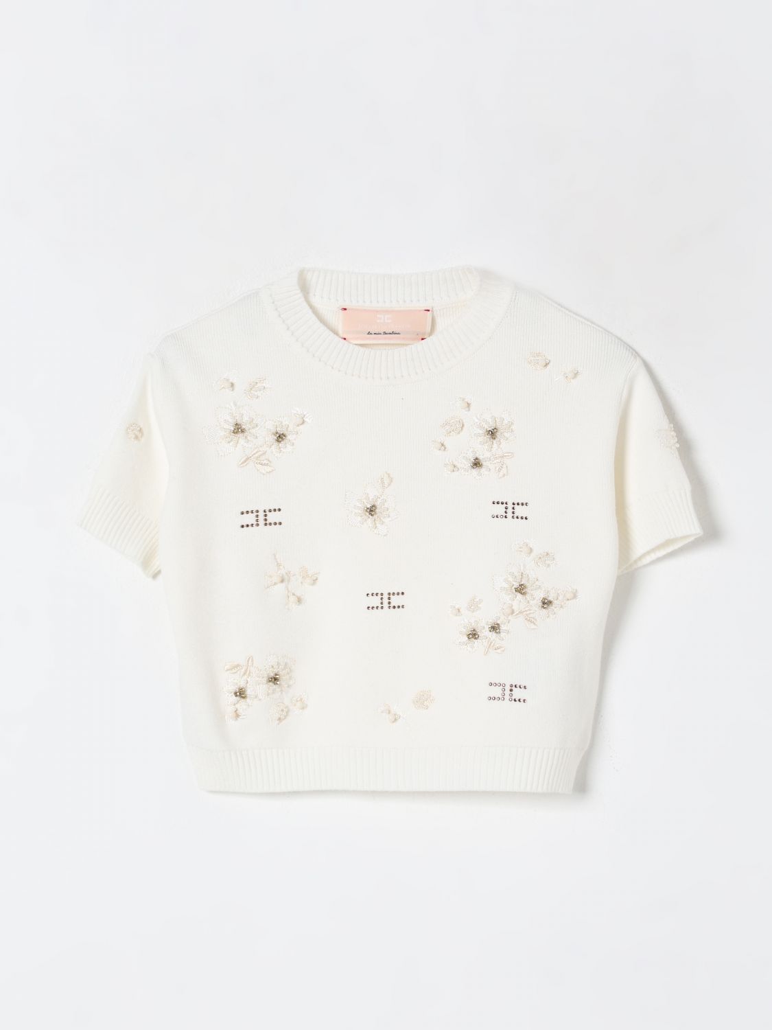 Embellished Floral Short Sleeve Knit