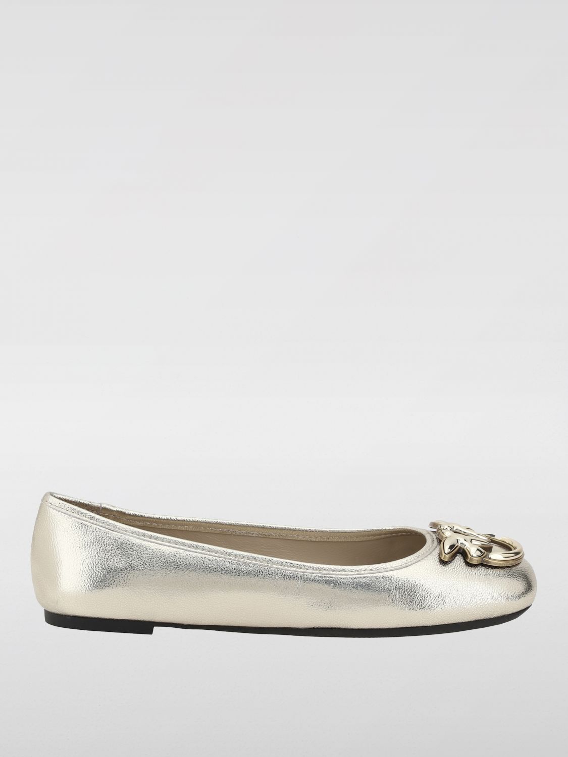 Silver Leather Ballerina Flats
