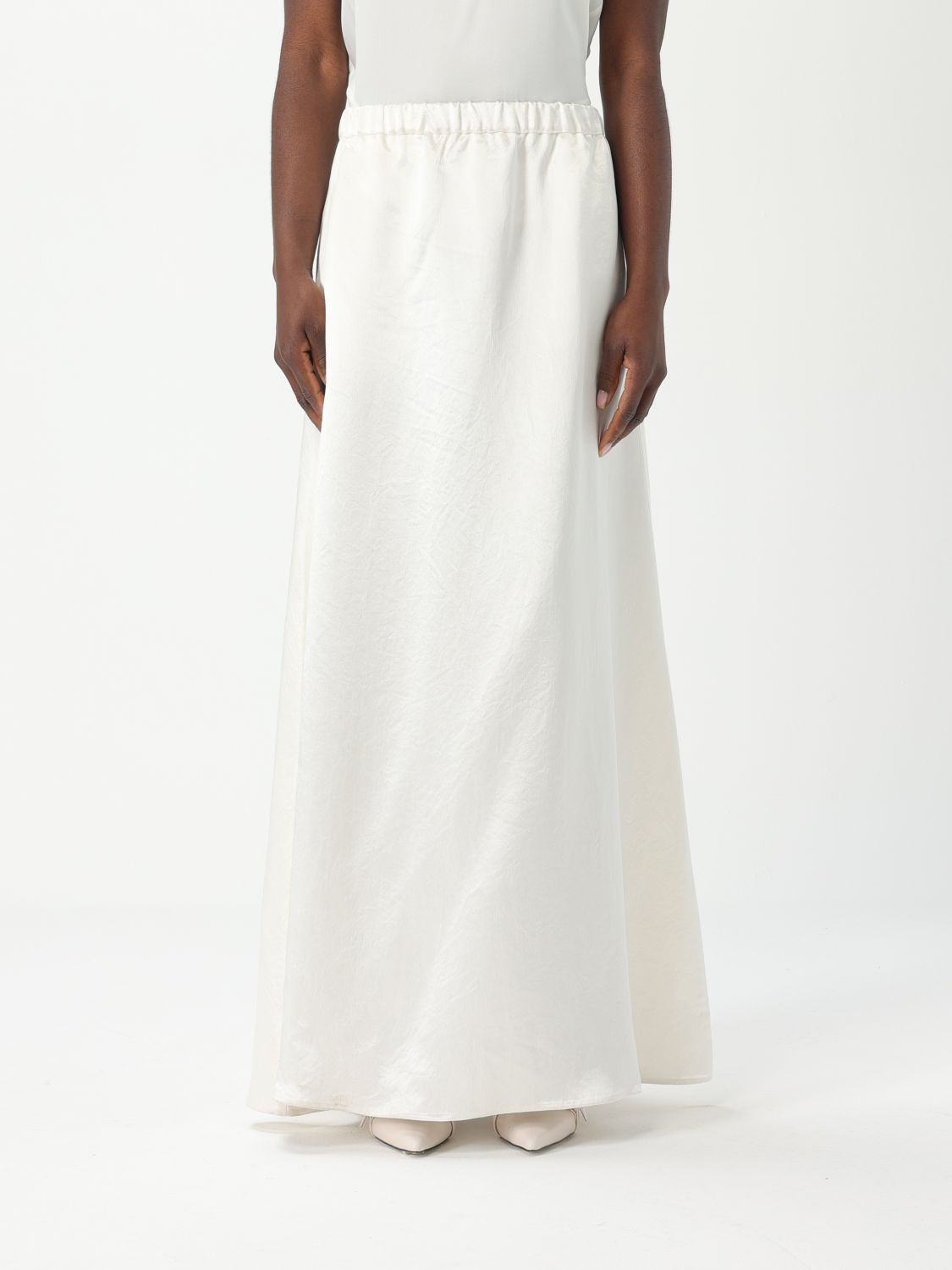 Crinkled Satin Maxi Skirt